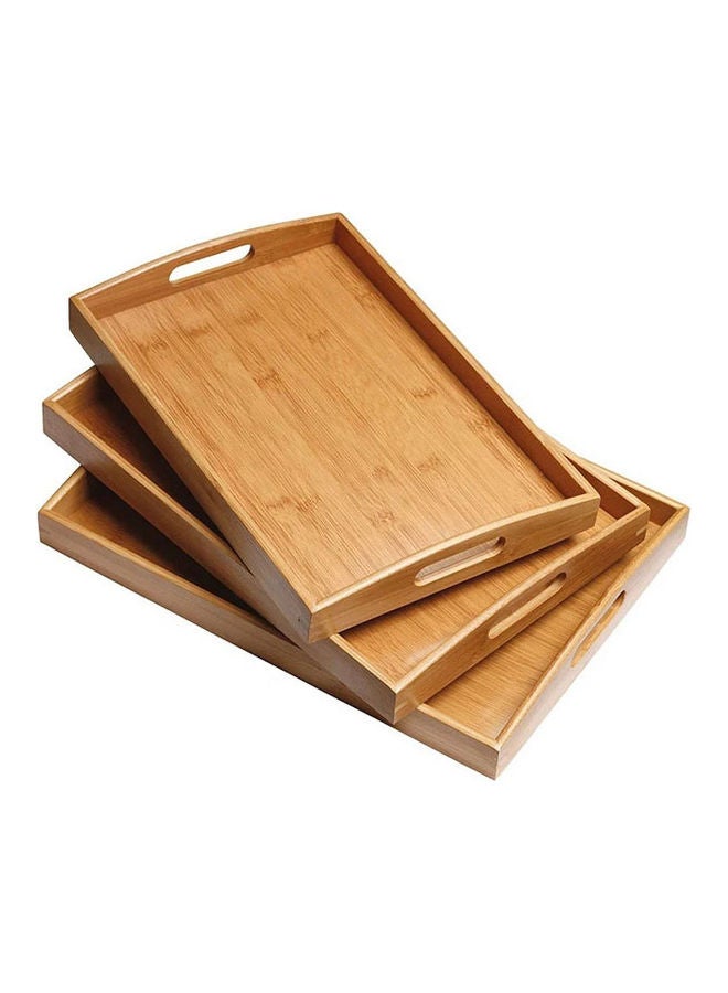 3-Piece Bamboo Serving Tray Set Brown 45cm - Image 5