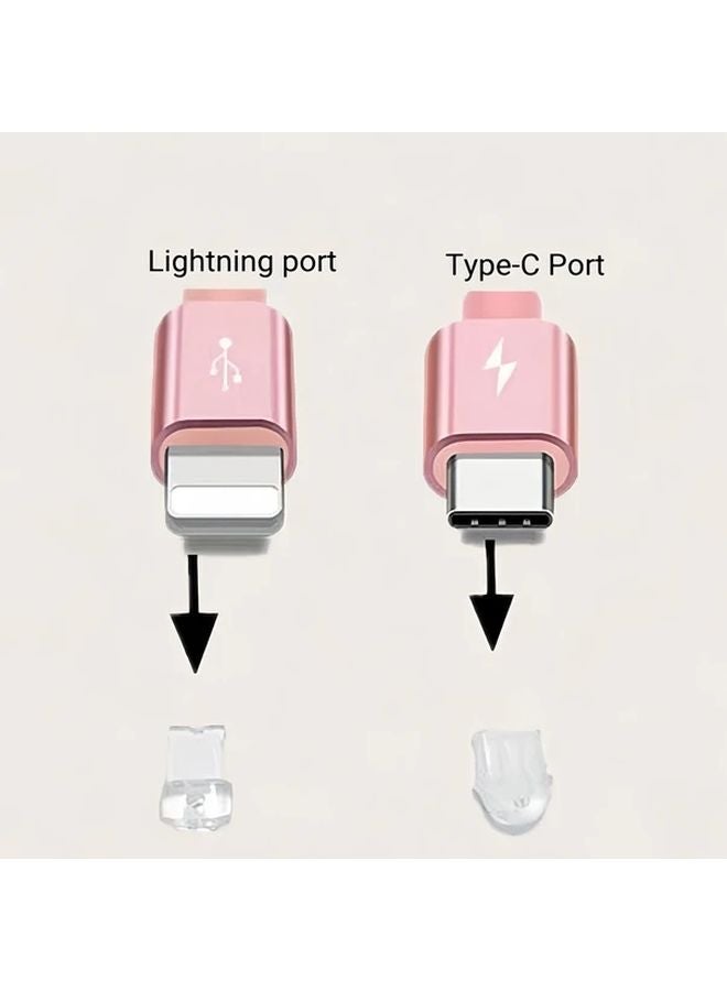 Silver Plated Clover Pendant Charging Port Dust Plug Compatible with Type C and iPhone - Image 4