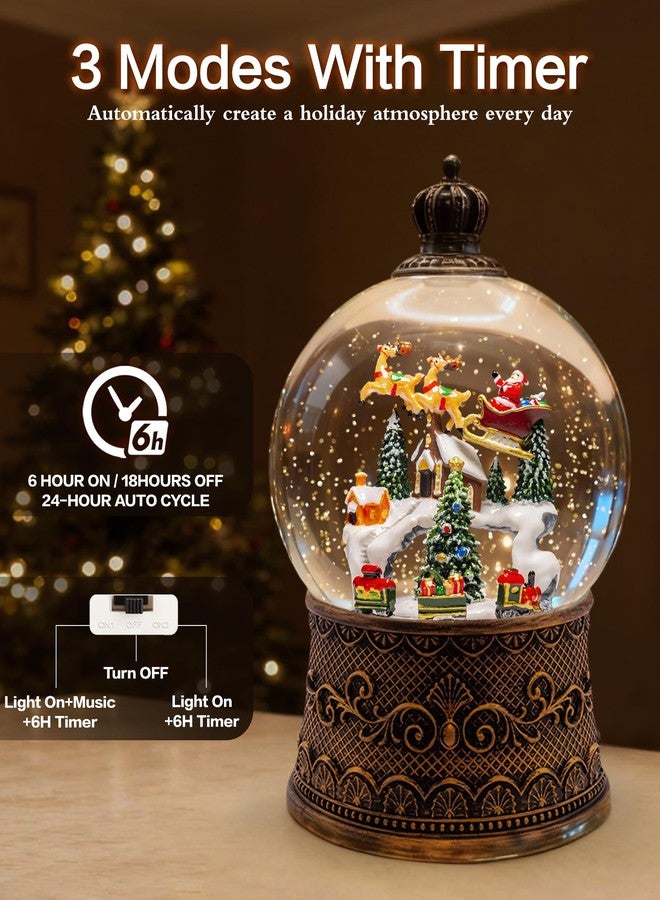 sinofayar Christmas Snow Globes Light up Snowglobes Christmas Lantern with 8 Songs, 6.99" Christmas Snow Globes for Kids Adults, 6H Timer & Dual Power, Christmas Decorations Indoor, Gifts for Women Men - Image 2