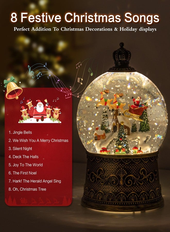 sinofayar Christmas Snow Globes Light up Snowglobes Christmas Lantern with 8 Songs, 6.99" Christmas Snow Globes for Kids Adults, 6H Timer & Dual Power, Christmas Decorations Indoor, Gifts for Women Men - Image 4