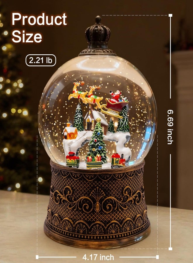 sinofayar Christmas Snow Globes Light up Snowglobes Christmas Lantern with 8 Songs, 6.99" Christmas Snow Globes for Kids Adults, 6H Timer & Dual Power, Christmas Decorations Indoor, Gifts for Women Men - Image 5