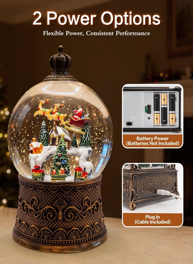 sinofayar Christmas Snow Globes Light up Snowglobes Christmas Lantern with 8 Songs, 6.99" Christmas Snow Globes for Kids Adults, 6H Timer & Dual Power, Christmas Decorations Indoor, Gifts for Women Men - Image 3