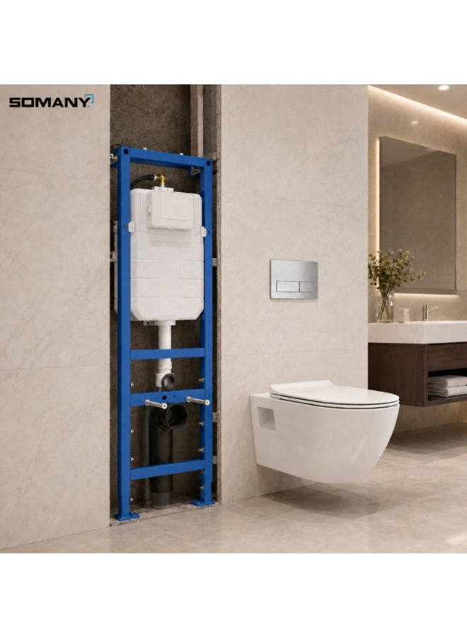 SOMANY Accent Pneumatic Concealed Cistern with HalfFrame – Heavy-Duty Wall Hung Toilet Installation System with Dual Flush Mechanism - Image 2