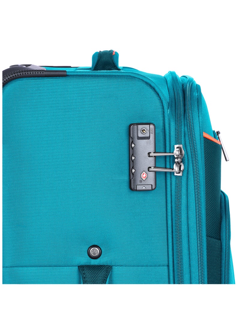 إيمينينت حقيبة سفر ناعمة للجنسين متوسطة بعجلات دوارة مزدوجة من البوليستر خفيفة الوزن قابلة للتوسيع مع قفل  ثلاثي الأرقام أخضر - Image 5