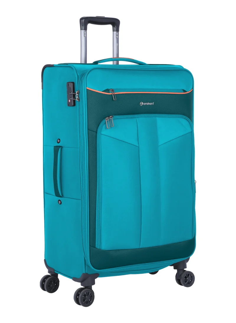 إيمينينت Unisex Soft Travel Bag Medium Luggage Trolley Polyester Lightweight Expandable 4 Double Spinner Wheeled Suitcase with 3 Digit TSA lock E788 Green