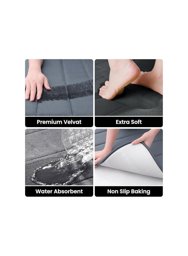 The Bros 2Pcs Bathroom Mat Set Absorbent Non Slip Washable, Non-Skid Bath Mat For Bathroom Floor Memory Foam with PVC Back (40×60CM And 40×120CM) - Image 5