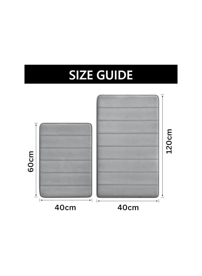 The Bros 2Pcs Bathroom Mat Set Absorbent Non Slip Washable, Non-Skid Bath Mat For Bathroom Floor Memory Foam with PVC Back (40×60CM And 40×120CM) - Image 2