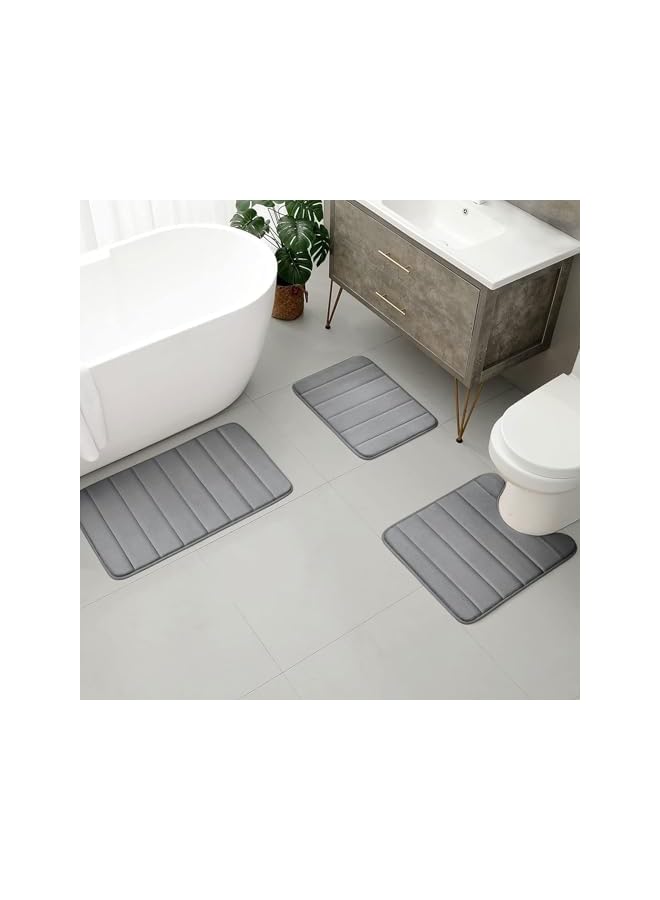 The Bros 2Pcs Bathroom Mat Set Absorbent Non Slip Washable, Non-Skid Bath Mat For Bathroom Floor Memory Foam with PVC Back (40×60CM And 40×120CM) - Image 4