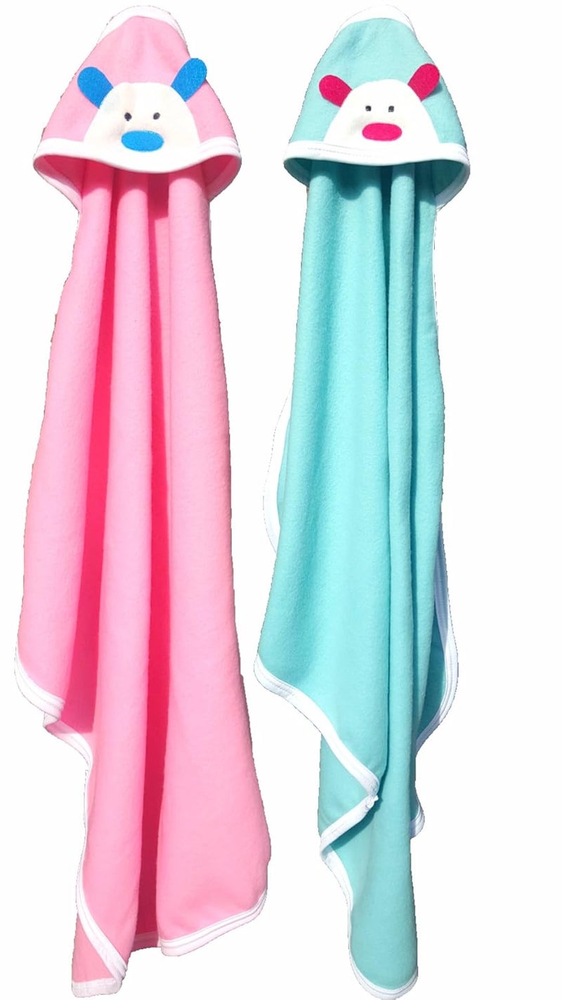 BRANDONN Newborn Biggest Size (36 INCH X 27 INCH) with Fancy Boon Border Baby Blanket for Babies (Pack of 2;SEA-Green & Pink) - Image 1