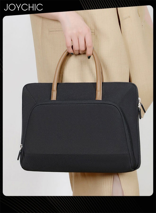 Joychic حقيبة لابتوب محمولة مقاس 15.6 بوصة مقاومة للماء ومقاومة للاهتراء مع عدة جيوب للعمل والمدرسة للجنسين باللون الأسود - Image 4