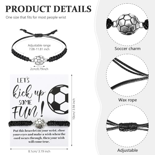 Equsion 80 Pcs Soccer Team Gifts Set Bracelets Soccer Ball Ballpoint Pens Foam Stress Balls Kick Up Cards Adjustable Bracelets for Sports Reward Birthday Party Supplies - Image 5