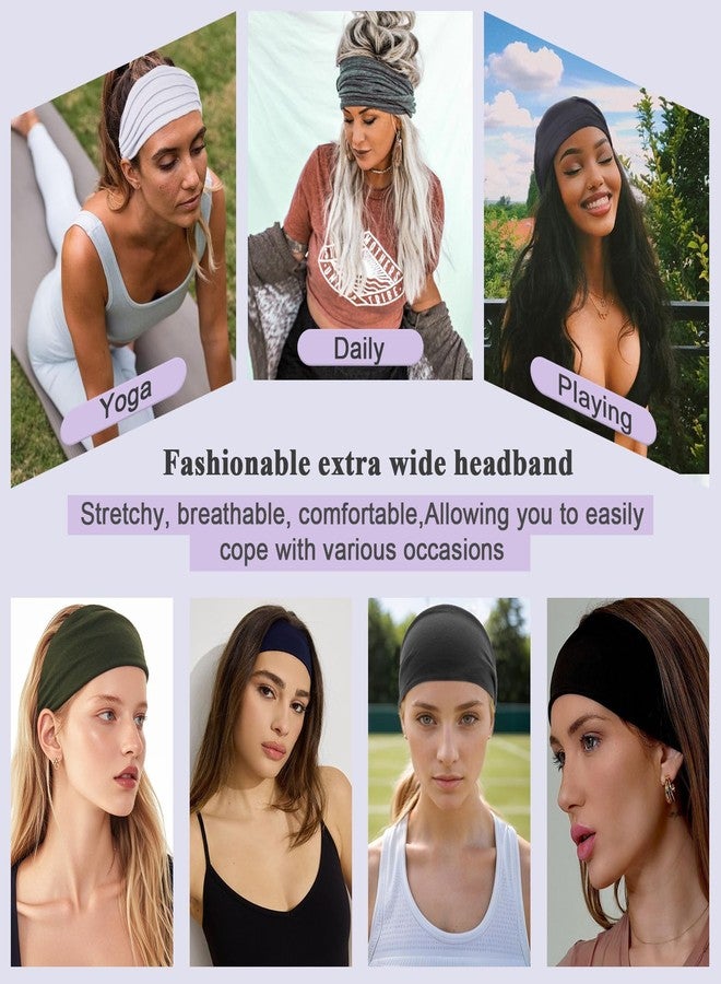 إكستريند مجموعة إكس تريند من 6 قطع من عصابات الرأس النسائية، عصابات رأس عريضة للغاية وعصرية، مناسبة للتمارين الرياضية والجري والرياضة، مانعة للانزلاق، عمامة مانعة للتعرق، إكسسوارات للبنات (أسود، رمادي فاتح، أبيض) - Image 4