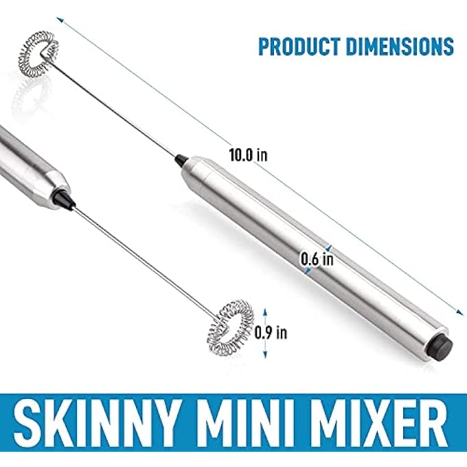 كاست ويف خلاط يدوي محمول من الفولاذ المقاوم للصدأ يعمل بالبطارية لتحضير قهوة لاتيه وفرابيه، خفاقة كهربائية سهلة الاستخدام لرغوة الحليب - Image 4