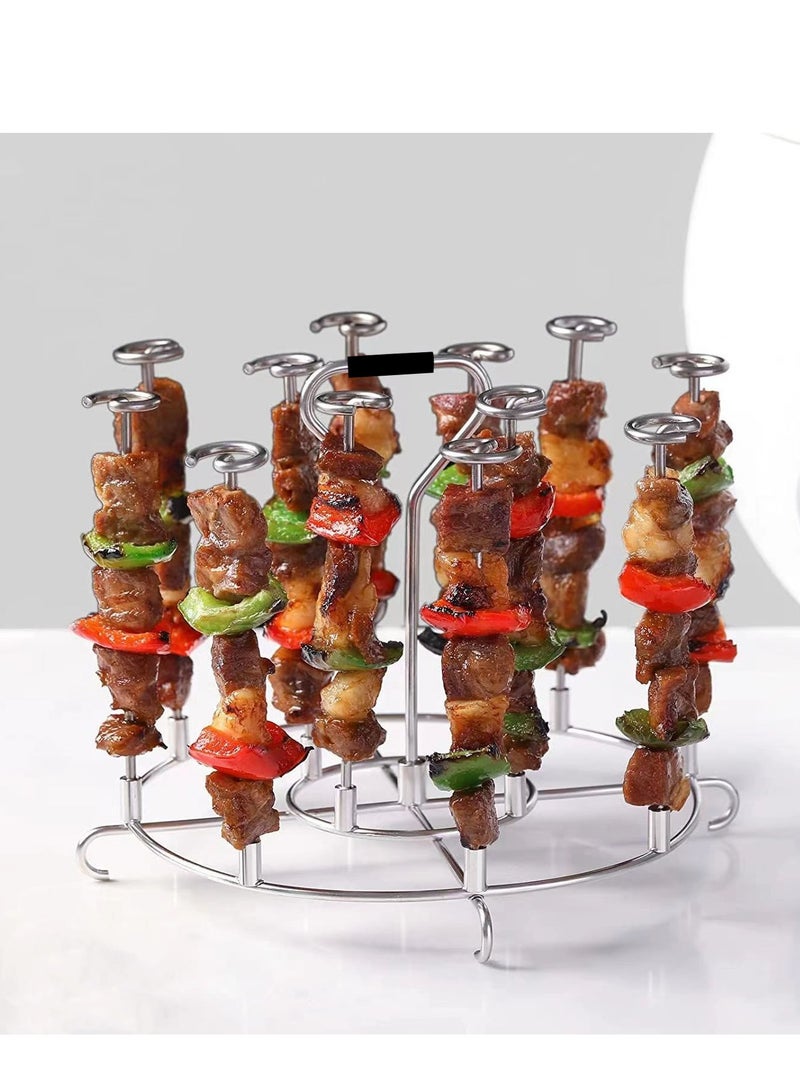 Skewer Stand, 304 Stainless Steel Fryer Skewer Stand With Polished Edges, Dishwasher Safe Vertical Skewer Air Fryer Accessories for Kabobs, Chicken, Meat, Seafood - Image 1