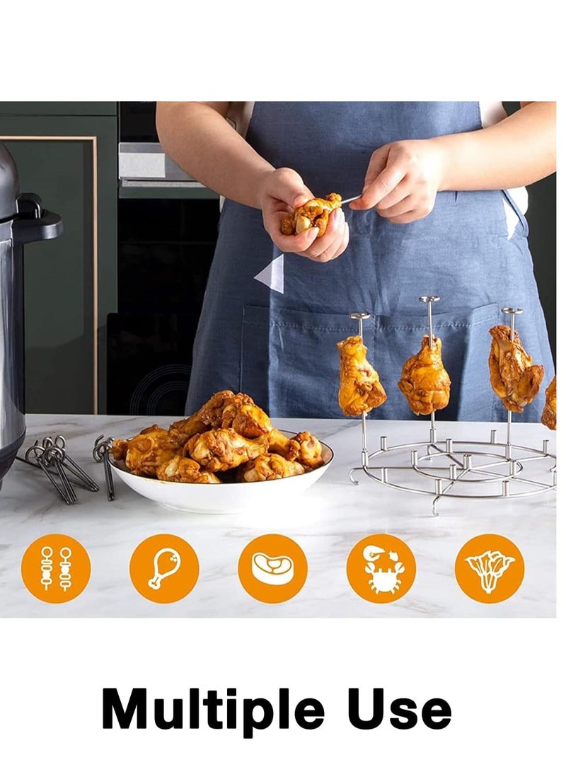Skewer Stand, 304 Stainless Steel Fryer Skewer Stand With Polished Edges, Dishwasher Safe Vertical Skewer Air Fryer Accessories for Kabobs, Chicken, Meat, Seafood - Image 4