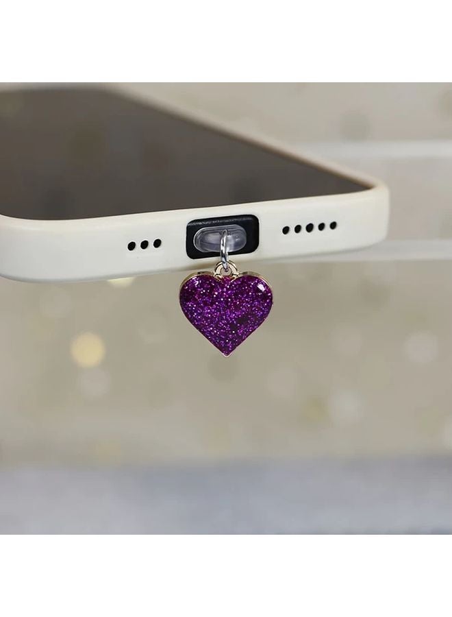Purple Glittering Starry Sky Phone Charm Dust Plug For Type C - Image 1