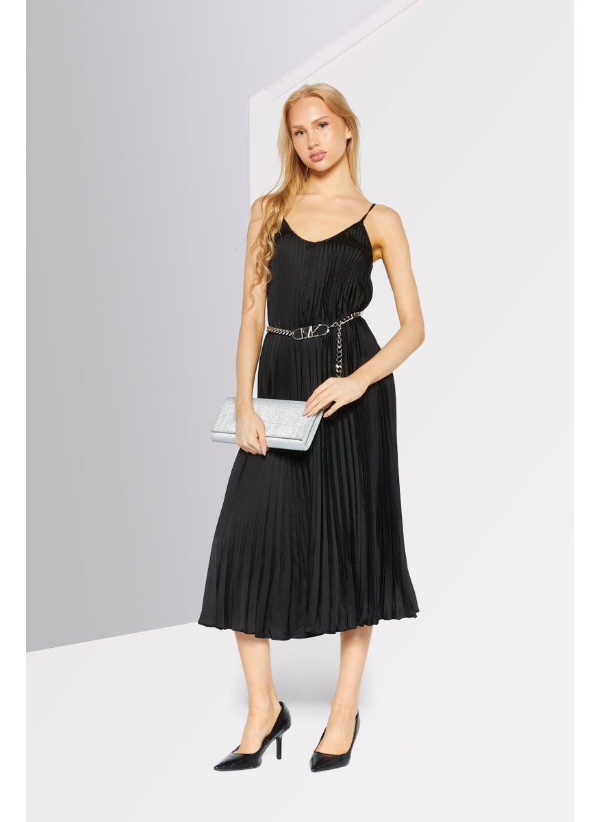 Michael Kors Women Plain Midi Dress, Black  - Image 1