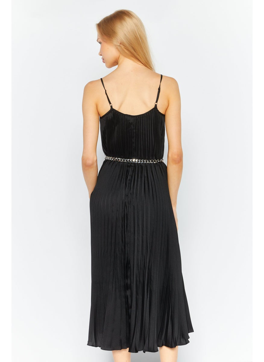 Michael Kors Women Plain Midi Dress, Black  - Image 3
