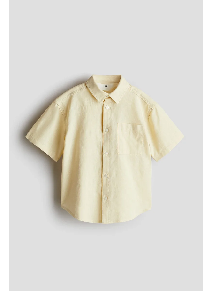 H&M Short-Sleeved Linen-Blend Shirt