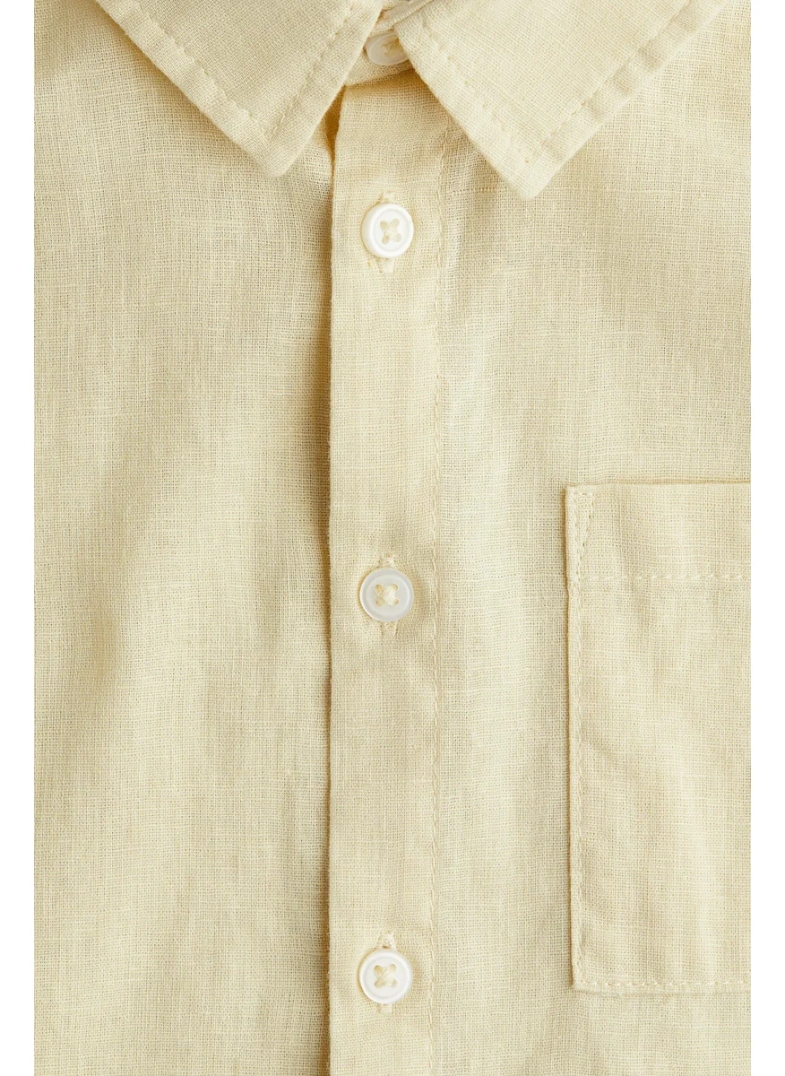 H&M Short-Sleeved Linen-Blend Shirt