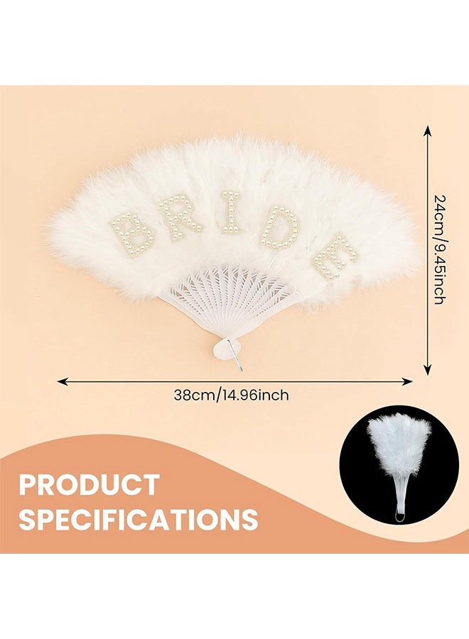 Bridal Decoration White Feather Hand Fan with "BRIDE" Lettering Design Perfect for Bachelorette Parties, Bridal Showers, and Wedding Day Photos - Image 2