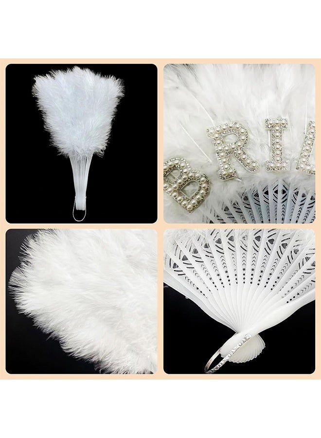 Bridal Decoration White Feather Hand Fan with "BRIDE" Lettering Design Perfect for Bachelorette Parties, Bridal Showers, and Wedding Day Photos - Image 3