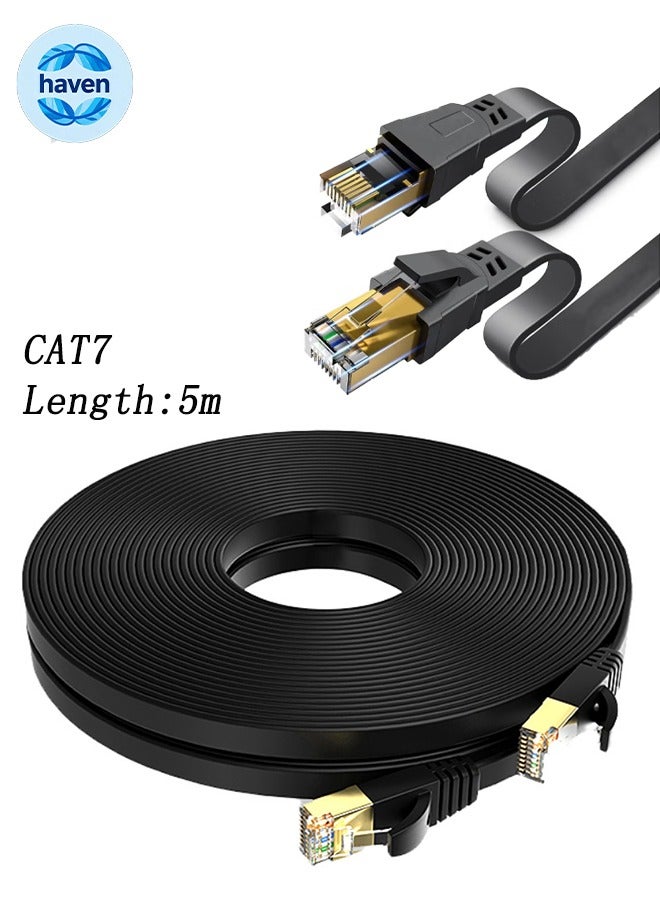 HAVEN CAT7 High Speed Ethernet Cable 5m, 10Gbps 600Mhz Shielded Internet Patch Cord for Gaming PS5 PS4 PS3 Xbox, Switch, Router, Modem - Image 1