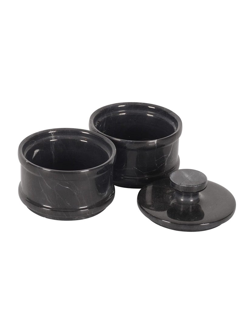 RADICALn Radicaln Handmade Black Marble Double Salt Cellar Kitchen Accessories  - Image 1