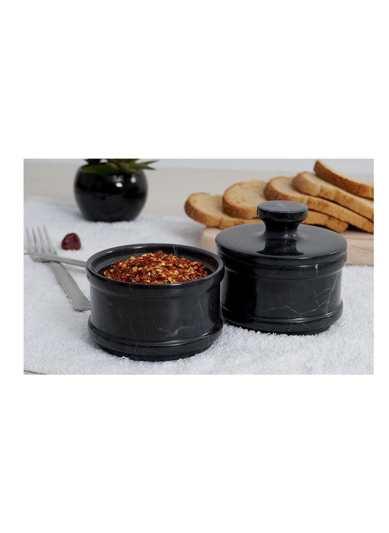 RADICALn Radicaln Handmade Black Marble Double Salt Cellar Kitchen Accessories  - Image 3