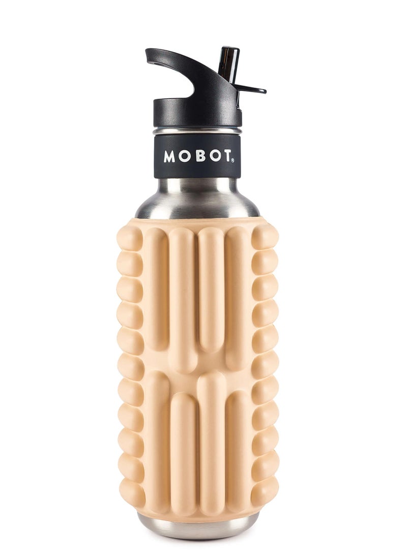 MOBOT Portable Travel Foam Roller Water Bottle with Sip Straw, Stainless Steel Screw Lid | Insulated Sports Water Bottle and Foam Rollers for Yoga, Workout, Home Gym, & Exercise 798.4ml (Clay) - Image 1