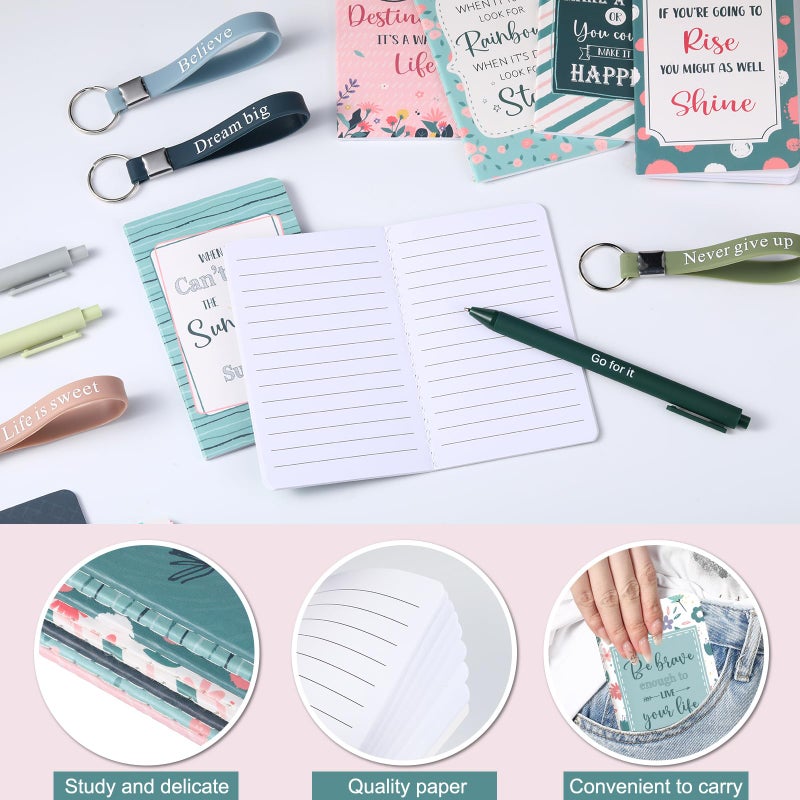 PerKoop 48 Pcs Inspirational Gifts Bulk Motivational Notepads Ballpoint Pens Keychains Set Classic Notebook Journal Lined for Teachers School Office Party Favor Supplies - Image 3