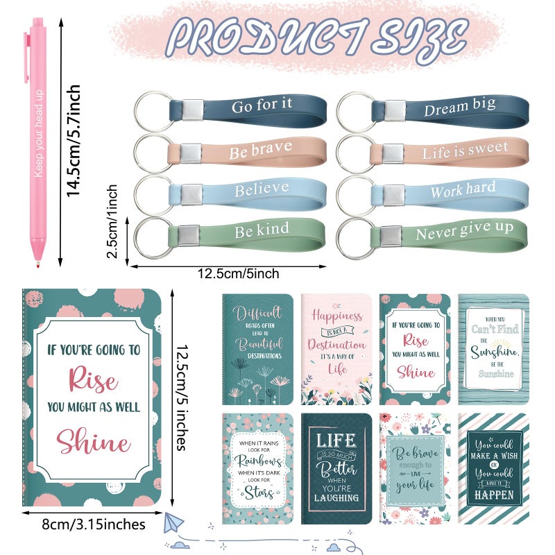 PerKoop 48 Pcs Inspirational Gifts Bulk Motivational Notepads Ballpoint Pens Keychains Set Classic Notebook Journal Lined for Teachers School Office Party Favor Supplies - Image 2