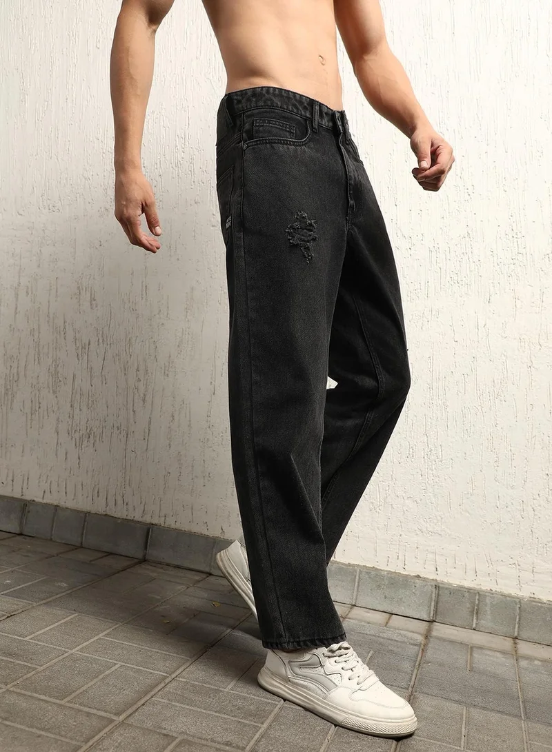 Hubberholme Loose Fit Grey Jeans for Men with Relaxed Design