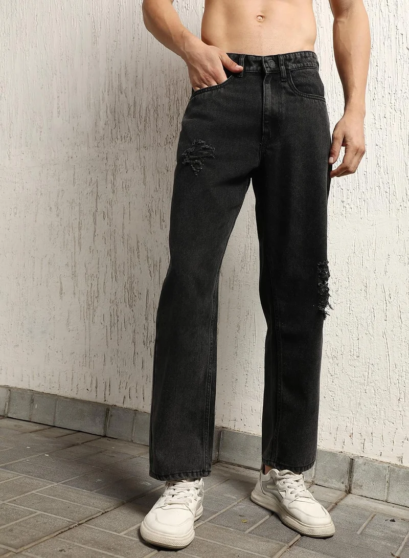 Hubberholme Loose Fit Grey Jeans for Men with Relaxed Design