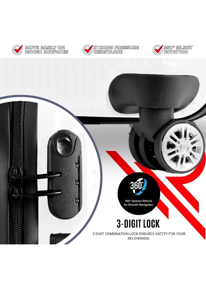 Reflection ABS Cabin Luggage Airline Approved, Lightweight 20 Inch Luggage- 360° Silent Wheels, ABS Hard Suitcase Trolley, Spinner Wheels, Travel Luggage  (20-Inch , White) - Image 2