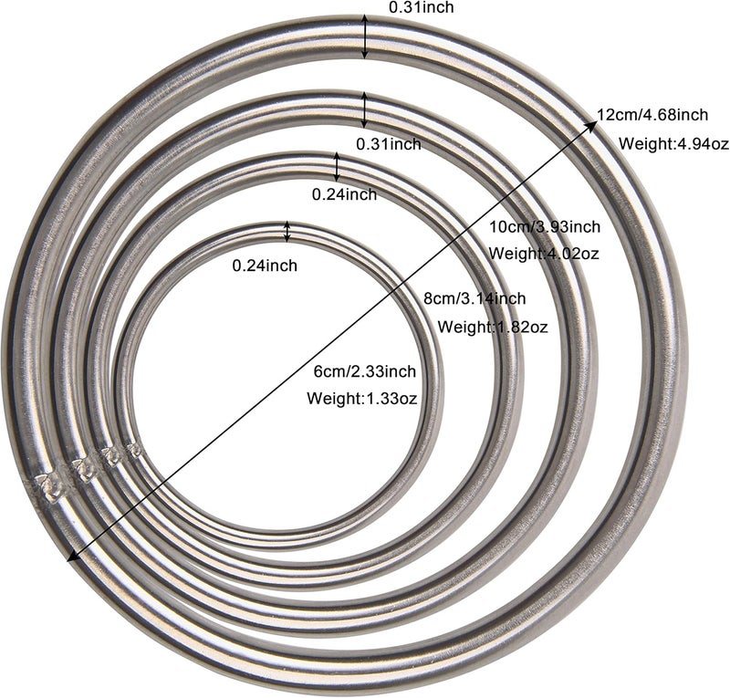 Shaddock Fishing Stainless Steel Round Ring Welded - 316 High Strength Marine Grade Diameter 2.36in, 3.15in, 3.94in, 4.72in Multiple Sizes - Image 4