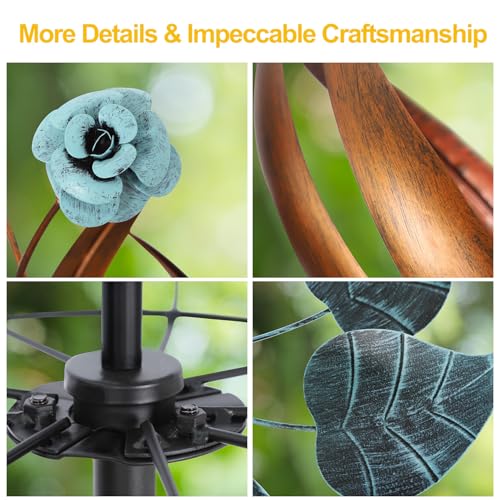 LimeHill Wind Spinner for Yard and Garden - Large Metal Kinetic Wind Sculptures for Outdoor Decorations (24 X 84 Inches) - Image 3