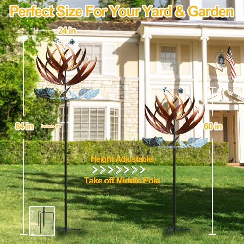 LimeHill Wind Spinner for Yard and Garden - Large Metal Kinetic Wind Sculptures for Outdoor Decorations (24 X 84 Inches) - Image 4