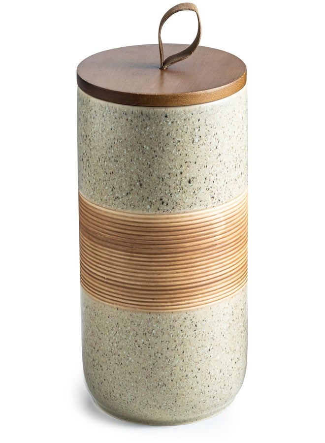 Miamolo Large Storage Containers with Lids, Ceramic Coffee Container Kitchen Food Storage Jars for Spice Sugar Tea Bag, Stackable Decorative Jars for Counter, 61 fl.oz - Image 1