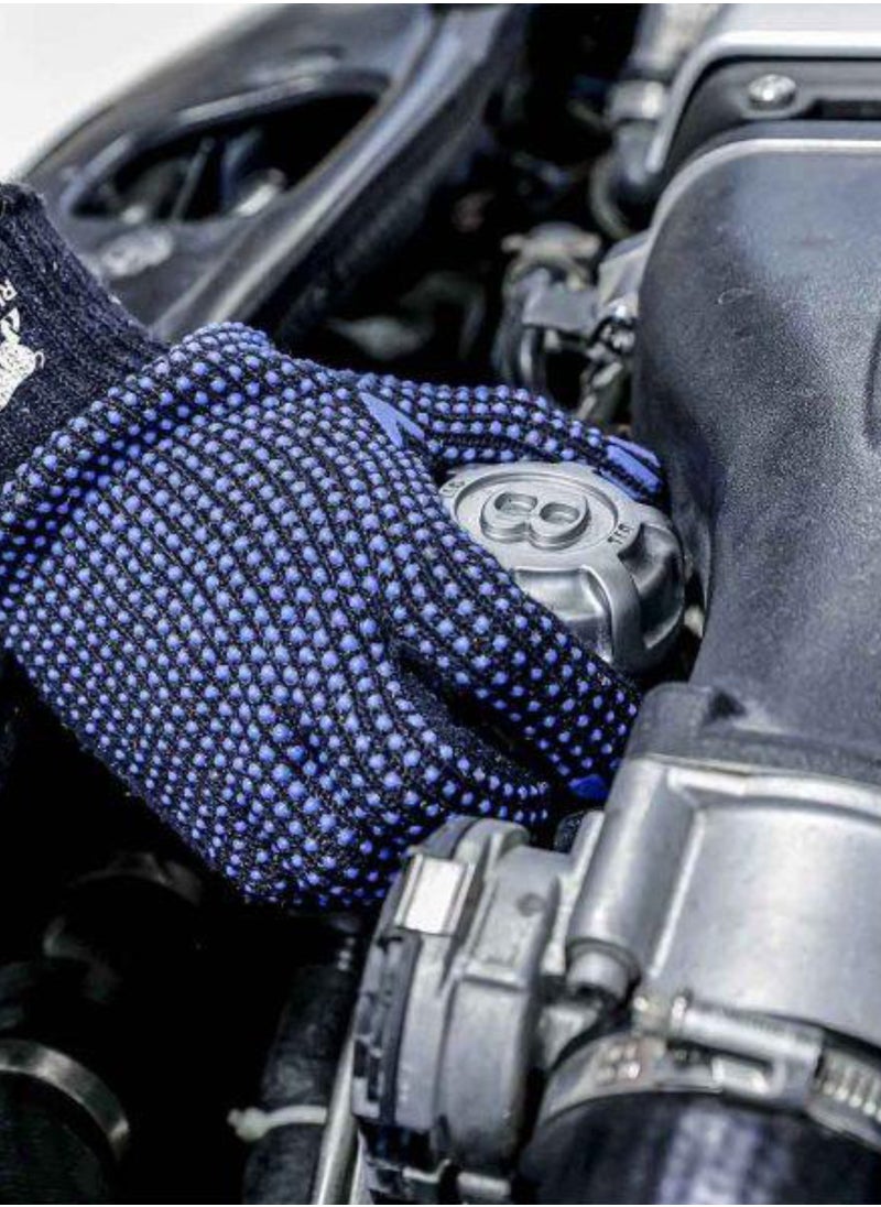 RHINOMOTIVE RHINOMOTIVE - Heavy duty Double Sided Dotted Gloves Size 10 Blue Dotted  - Image 4