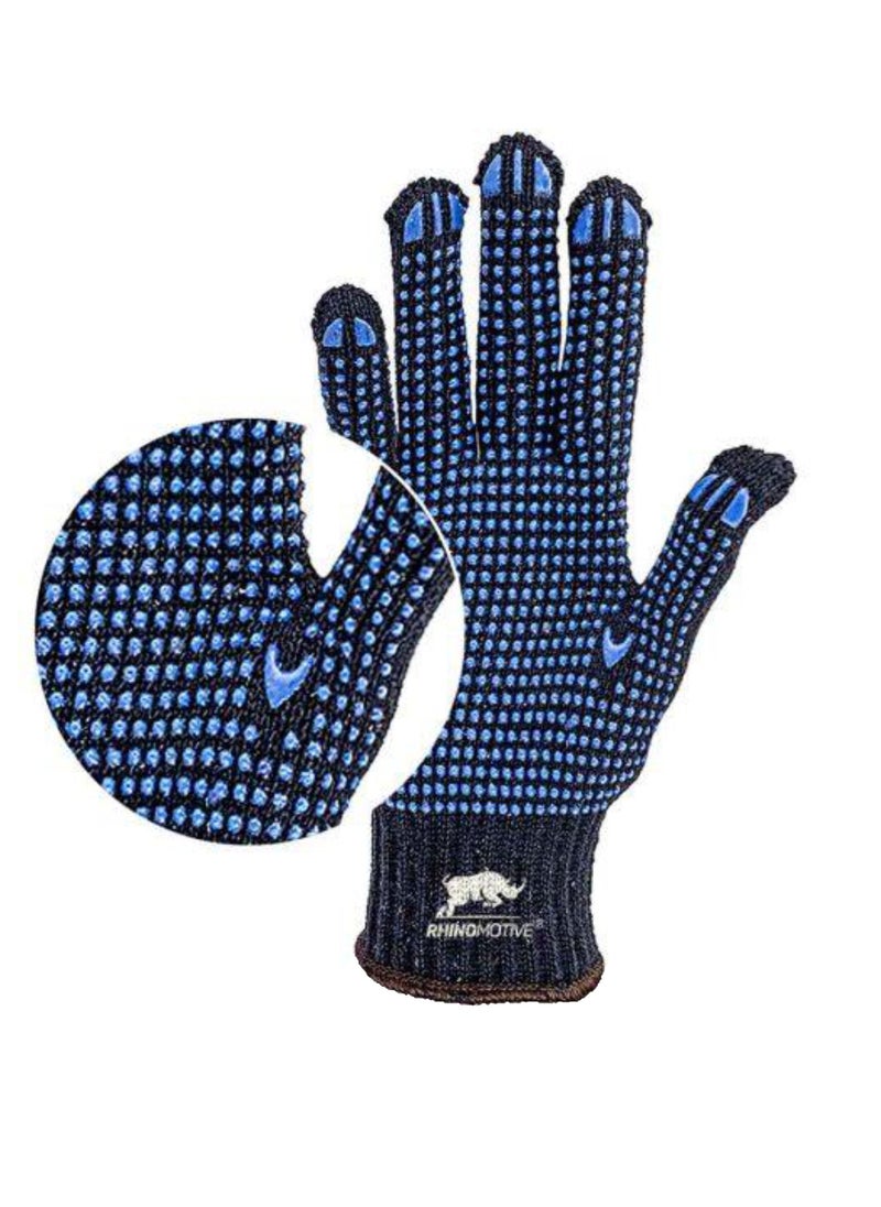 RHINOMOTIVE RHINOMOTIVE - Heavy duty Double Sided Dotted Gloves Size 10 Blue Dotted  - Image 3