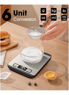Kimaya Food Scale, 22lb Digital Kitchen Scale Weight Grams and Ounces for Baking Cooking Coffee Package Postage, 6 Units with Tare Function, LCD Display, Easy Clean Stainless Steel (Silver)  - Image 3