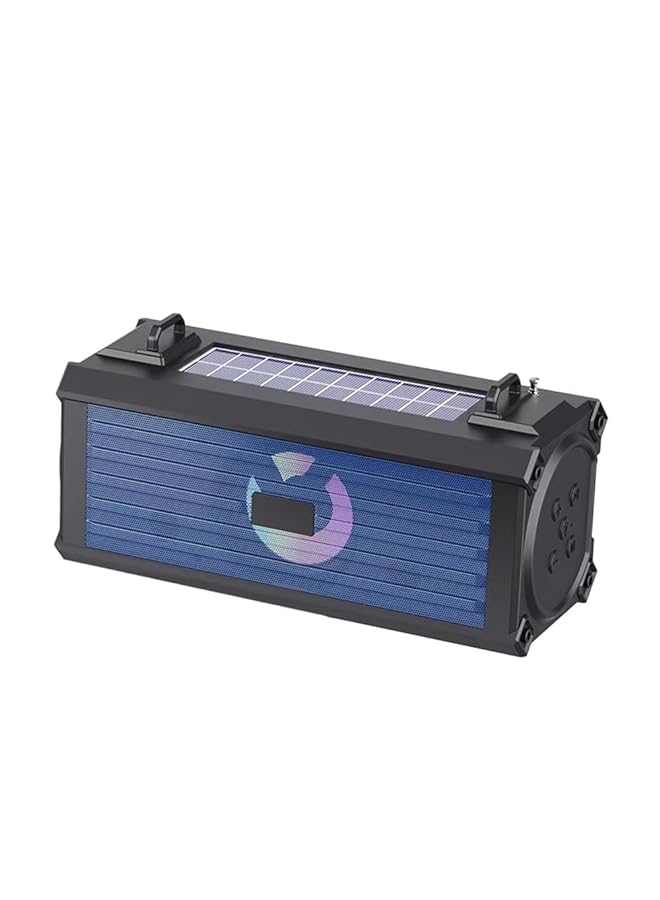 Excefore Portable Fm Radio With Emergency Flashlight Sos Bluetooth Player Hifi Sound Colorful Glare Light Solar And Usb Charging Multi Scene Use Blue - Image 1