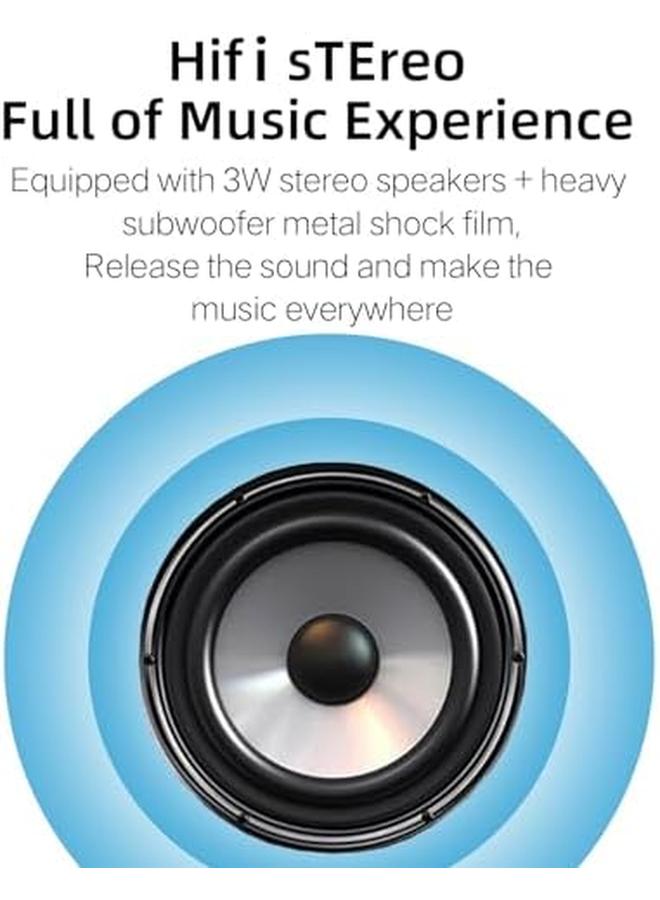 Excefore Portable Fm Radio With Emergency Flashlight Sos Bluetooth Player Hifi Sound Colorful Glare Light Solar And Usb Charging Multi Scene Use Blue - Image 2