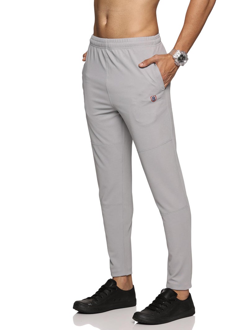 DOMIN8 Men's Slim Fit Track Pant with Elasticated Waist with Drawstring | Slim Fit Joggers for Men | for Running Gym Sports| for Men & Boys | Multipurpose Mens Lower Activewear Trousers Light Grey - Image 1