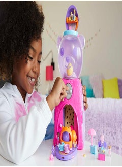 Polly Pocket Travel Toy, Gumball Bear Playset with 2 Micro Dolls and 26 Surprise Accessories, Animal Toy Compact