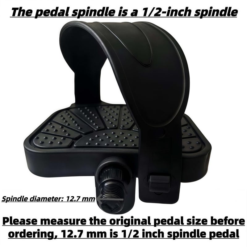YBEKI Pro-Grade Exercise Bike Pedals - 9/16" & 1/2" Spindle, Adjustable Straps | Fits Peloton/Schwinn/Spin Bikes, Anti-Slip, 500lb Capacity (1/2"ï¼ˆ12.58mm) Spindles - Image 2