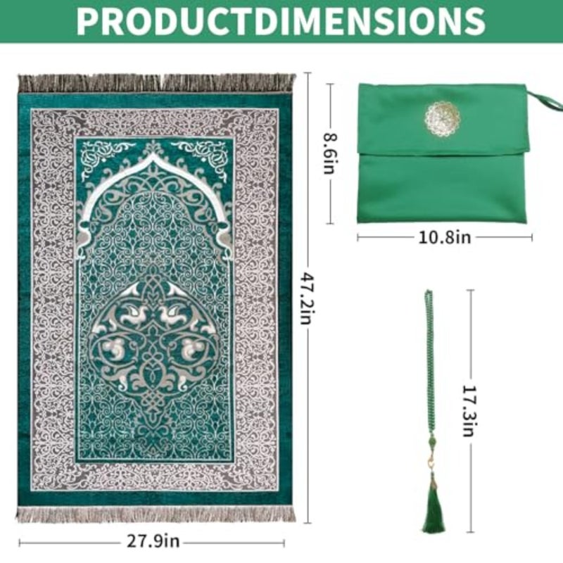 Ramadan Prayer Mat, Portable Travel Praying Rug with Prayer Bead and Storage Bag, Foldable Washable Polyester for Women - Image 3