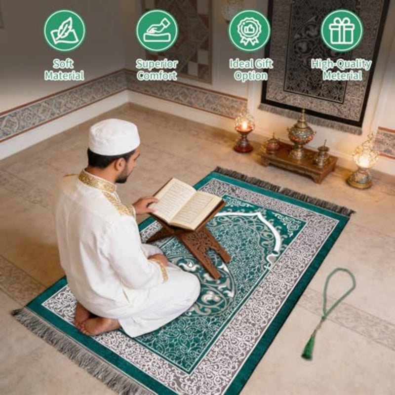 Ramadan Prayer Mat, Portable Travel Praying Rug with Prayer Bead and Storage Bag, Foldable Washable Polyester for Women - Image 5