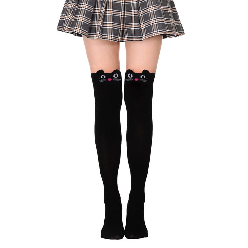 ® Girls Cotton Knee,High Socks Cute Kitty Winter Warm Long Socks for Christmas Gift,Girls 3 to 12 Years Old Boot Socks,One Pair